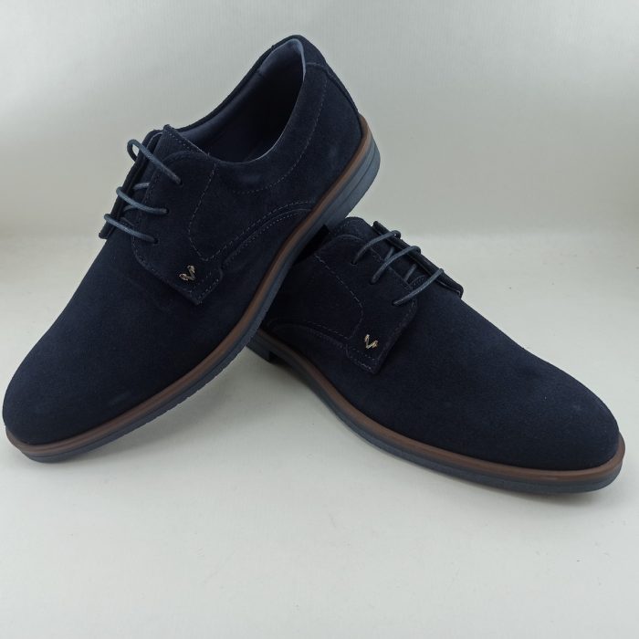 Zapato de serraje azul y cierrede cordón, Martinelli mod.1604-2727X