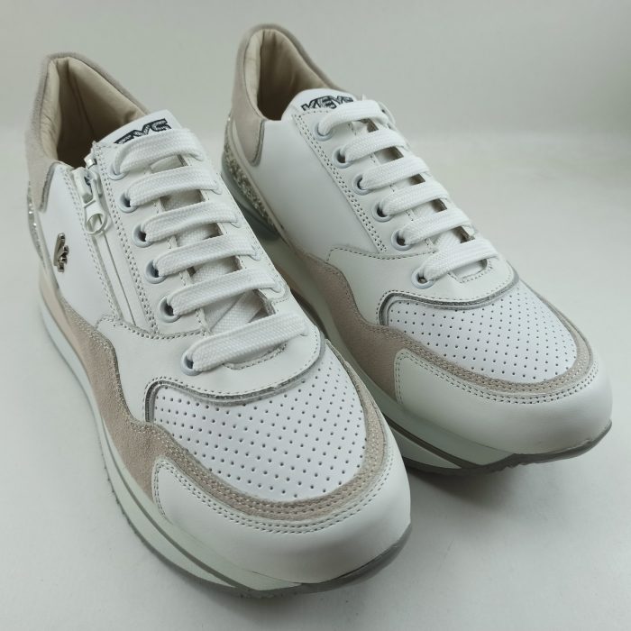 Deportivo blanco de piel con cierre de cordon  Keys mod. K-7661 - Imagen 2