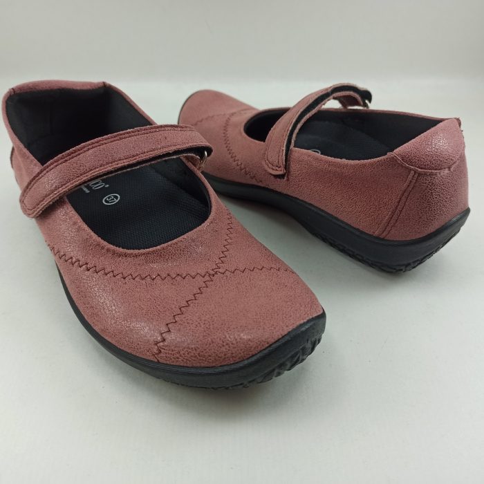 Semi-deportivo de piel rosa con cierre de velcro, Arcopedico mod L-25 - Imagen 3