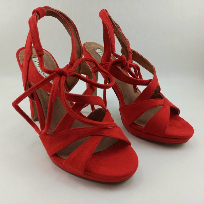 Sandalia de piel roja con cierre de cordón en pierna, Maria mare mod. 68367 - Imagen 2