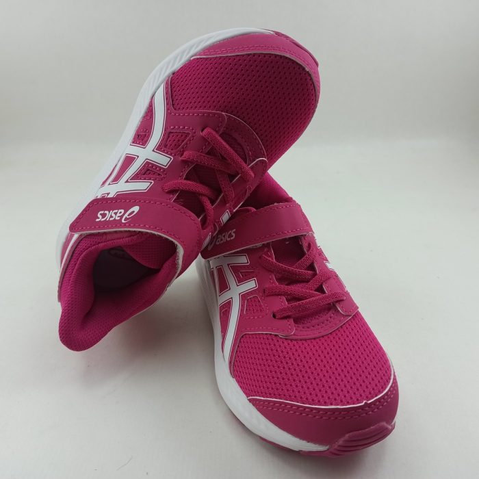 Deportivo de piel y malla fucsia, cierre de velcro y suela de goma antideslizante Assics mod. A299700