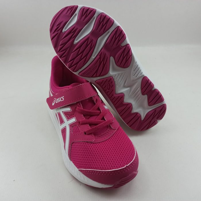 Deportivo de piel y malla fucsia, cierre de velcro y suela de goma antideslizante Assics mod. A299700 - Imagen 4