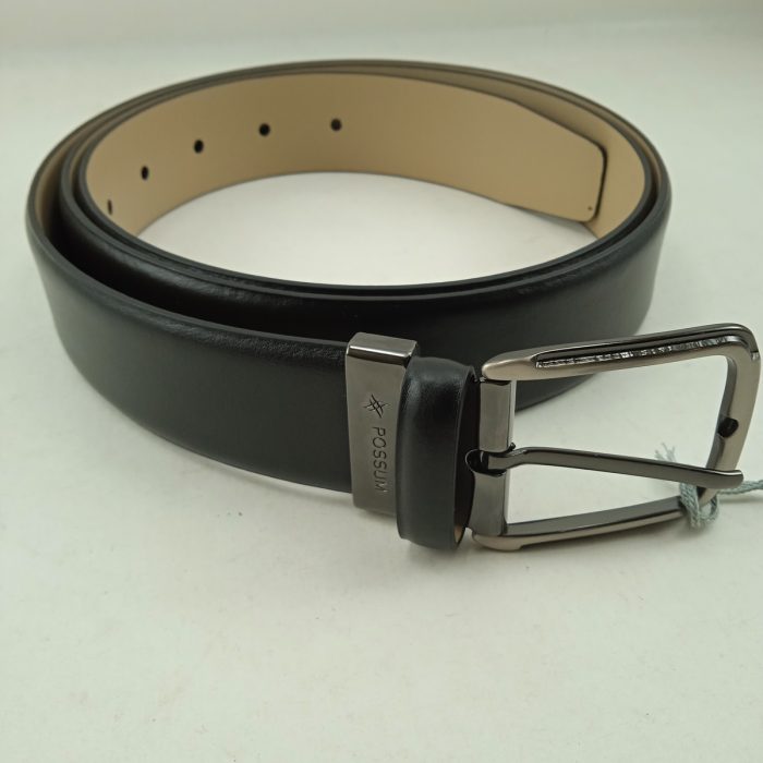 Cinturon box seminate de piel negro con interior en piel clara, Possum mod. 11208