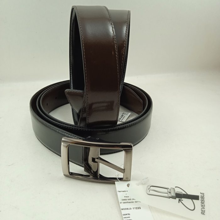 Cinturon reversible de piel marron y negra con hebilla, Possum mod. 11222