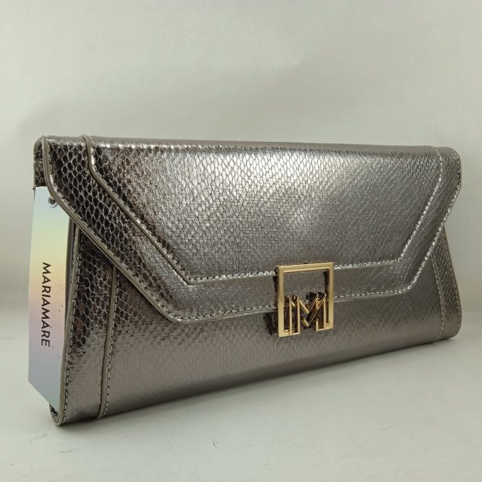 Bolso de fiesta en plata con cierre de hebilla, Mariamare mod. C55052