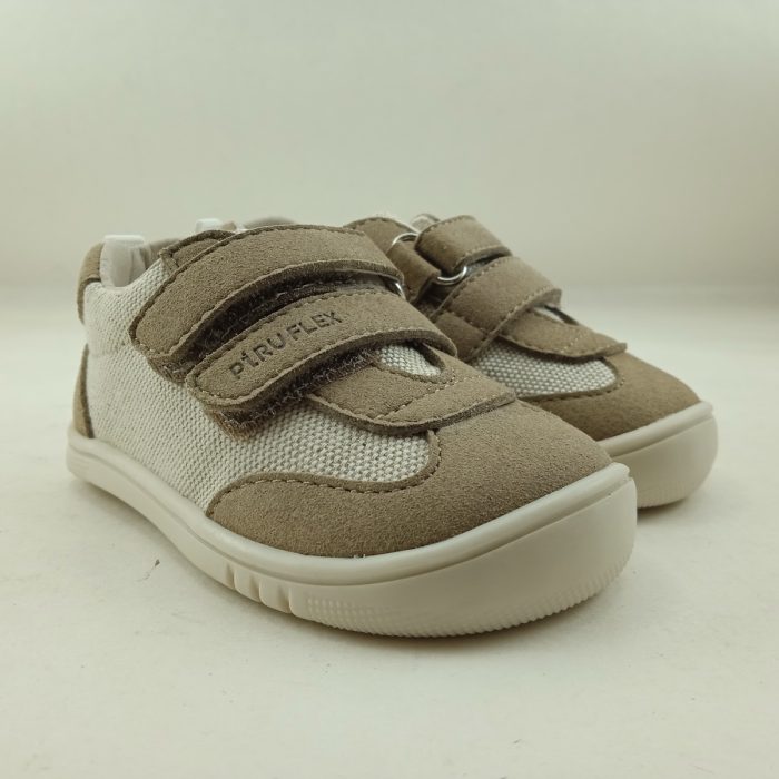 Semi-sport de piel camel con doble cierre de velcro, Pirufin mod.360-3