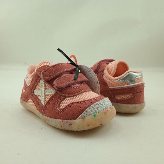 Semi-sport de piel rosa con cierre de doble velcro, Munich mod. 817291 - Imagen 3