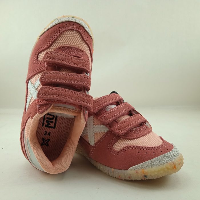 Semi-sport de piel rosa con cierre de triple velcro, Munich mod. 8128591