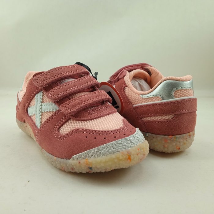 Semi-sport de piel rosa con cierre de triple velcro, Munich mod. 8128591 - Imagen 3