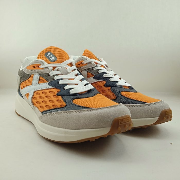 Semi-sport de piel combinada con tejido en naranja con cierre de cordon, Munich mod. 4155038 - Imagen 2