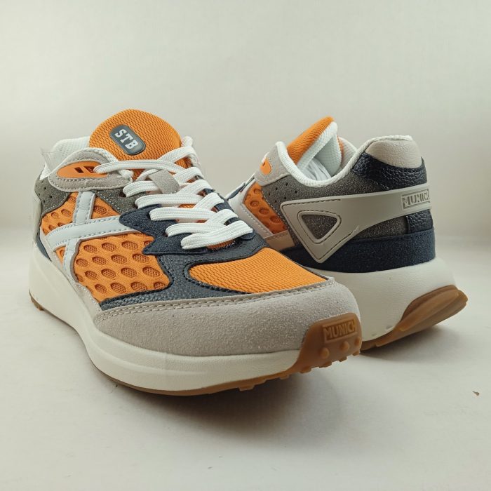 Semi-sport de piel combinada con tejido en naranja con cierre de cordon, Munich mod. 4155038 - Imagen 3