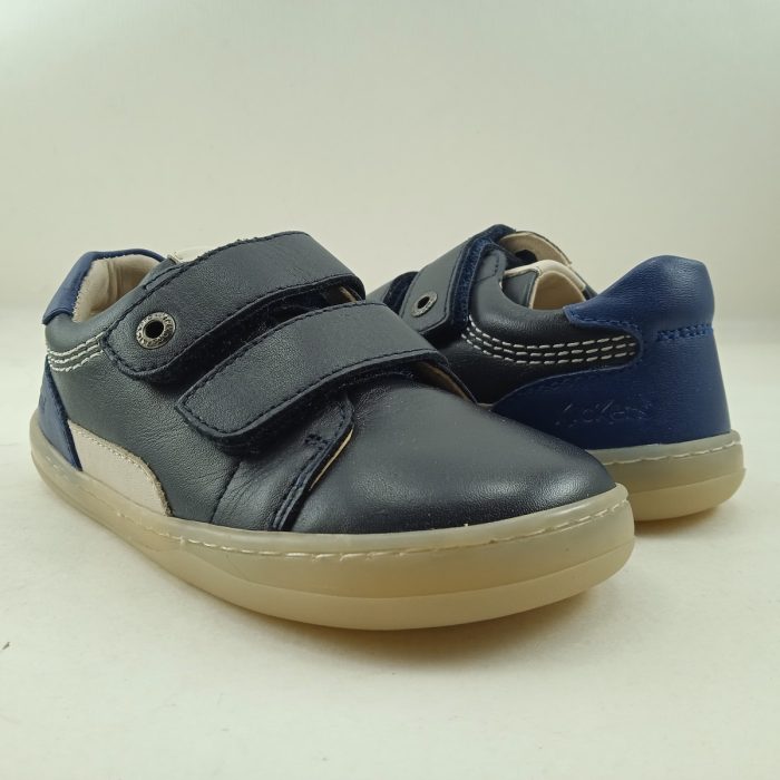 Semi-sport de piel azul con cierre de doble velcro, Kickers mod. 960211 - Imagen 2
