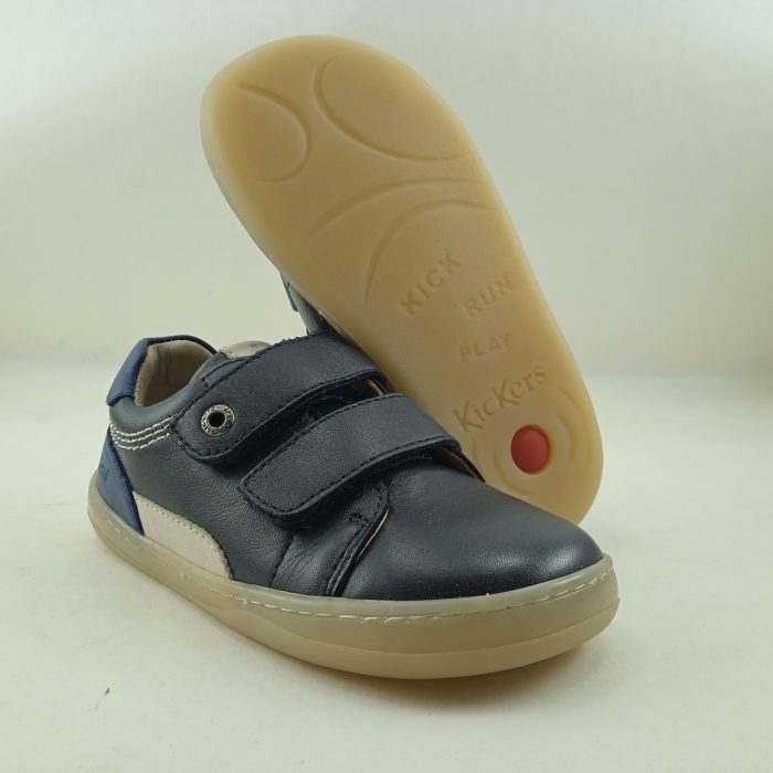 Semi-sport de piel azul con cierre de doble velcro, Kickers mod. 960211 - Imagen 3