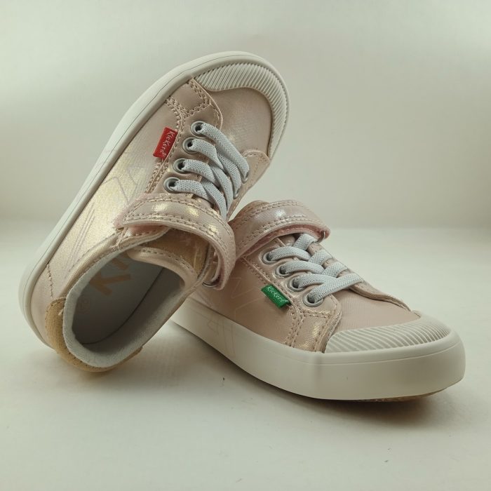 Semi-sport de piel rosa con cierre de velcro, Kickers mod.960660