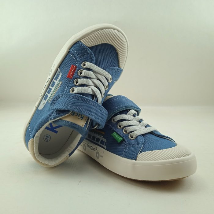 Semi-sport de lona azul con cierre de velcro, Kickers mod. 960662