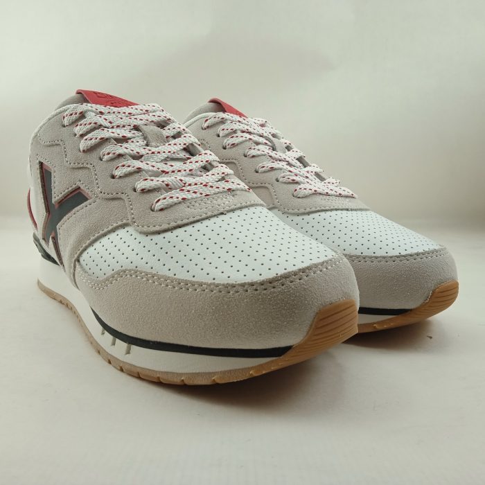 Semi-sport de piel blanca y gris con cierre de cordon, Munich mod. 4150218 - Imagen 2