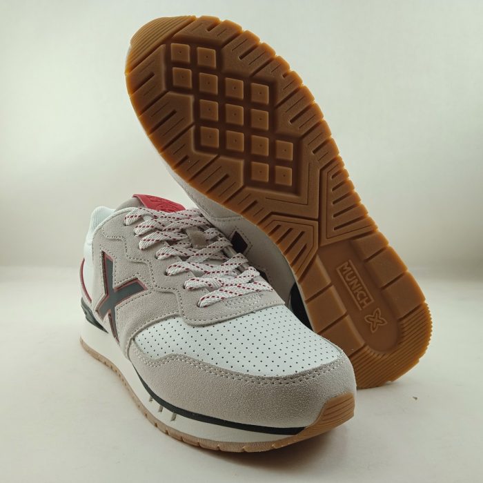 Semi-sport de piel blanca y gris con cierre de cordon, Munich mod. 4150218 - Imagen 4