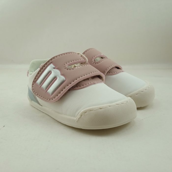 Semi-sport de piel en rosa y blanco con cierre de velcro, Mustang kids mod. 48909 - Imagen 2