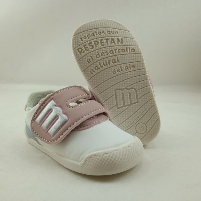 Semi-sport de piel en rosa y blanco con cierre de velcro, Mustang kids mod. 48909 - Imagen 4