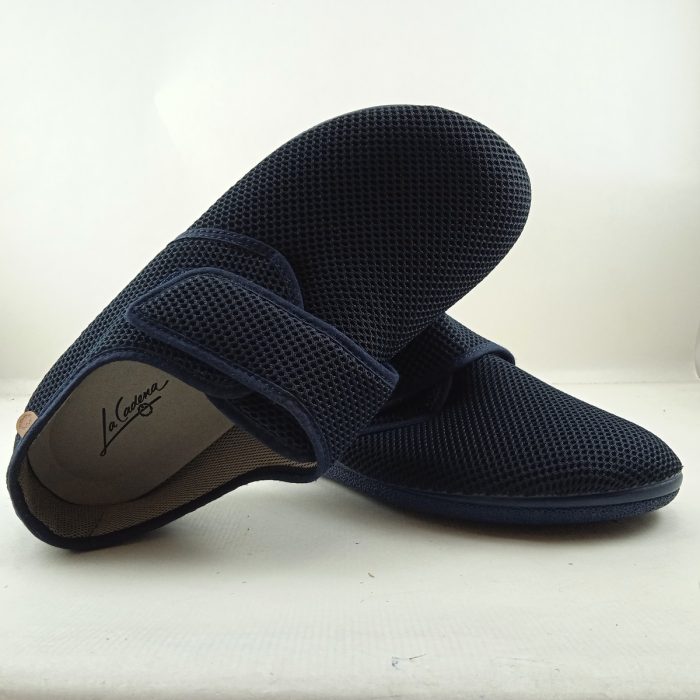 Alpargata textil azul con cierre de velcro, La Cadena mod. 97251