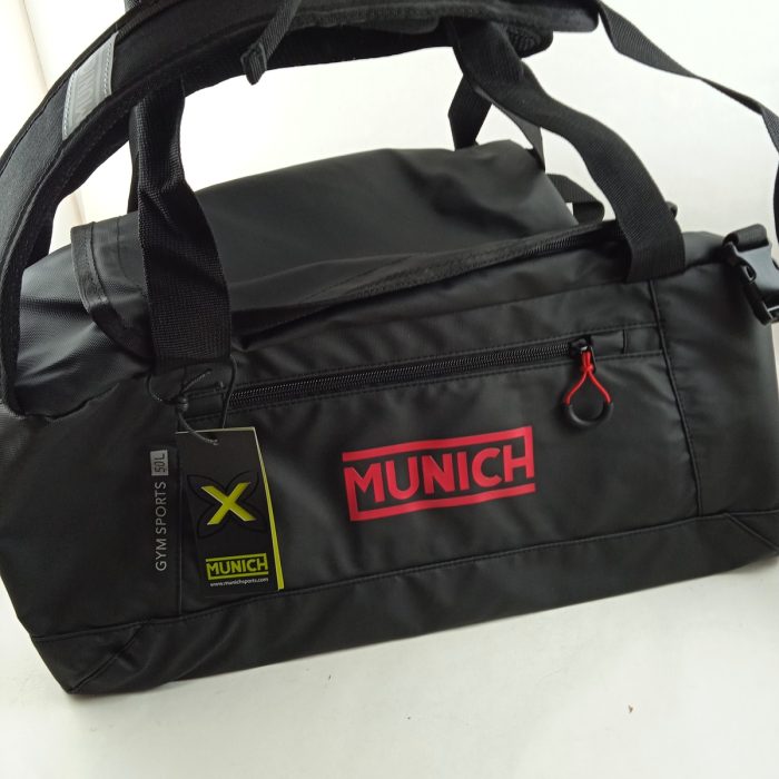 Bolsa de gimnasio convertible negra con cierres de cremallera, Munich mod. 6590007