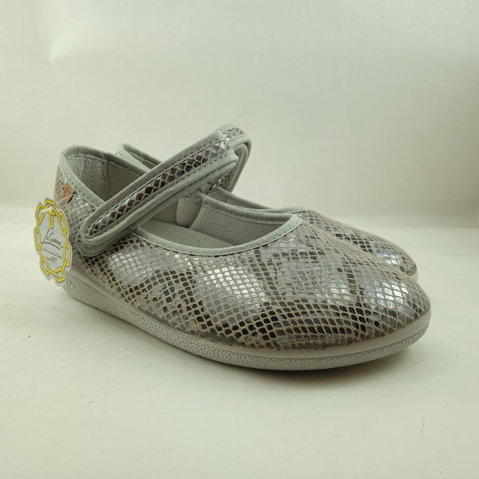 Alpargata textil plata con cierre de velcro, La Cadena mod. 91192 - Imagen 2