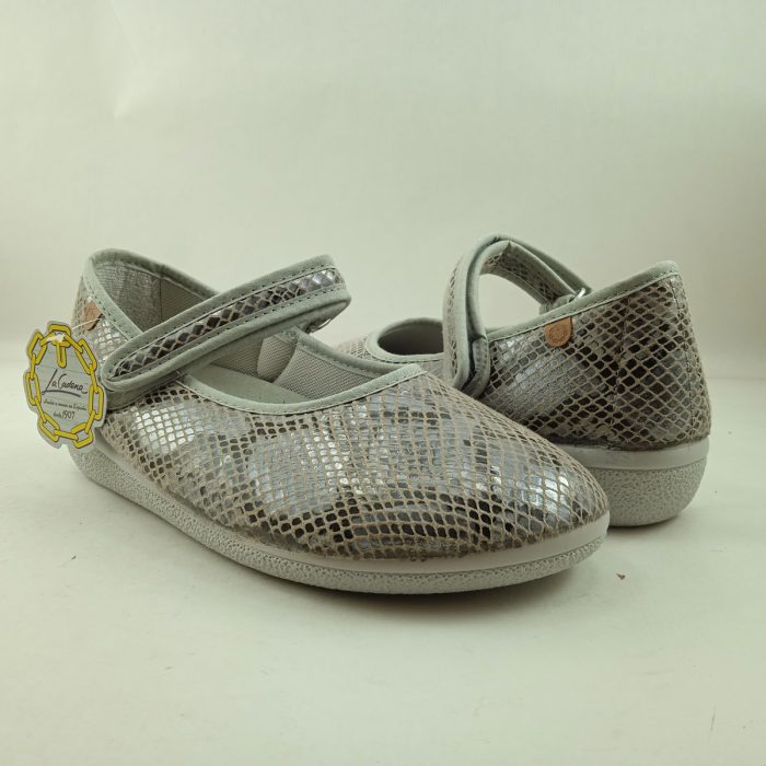 Alpargata textil plata con cierre de velcro, La Cadena mod. 91192 - Imagen 3