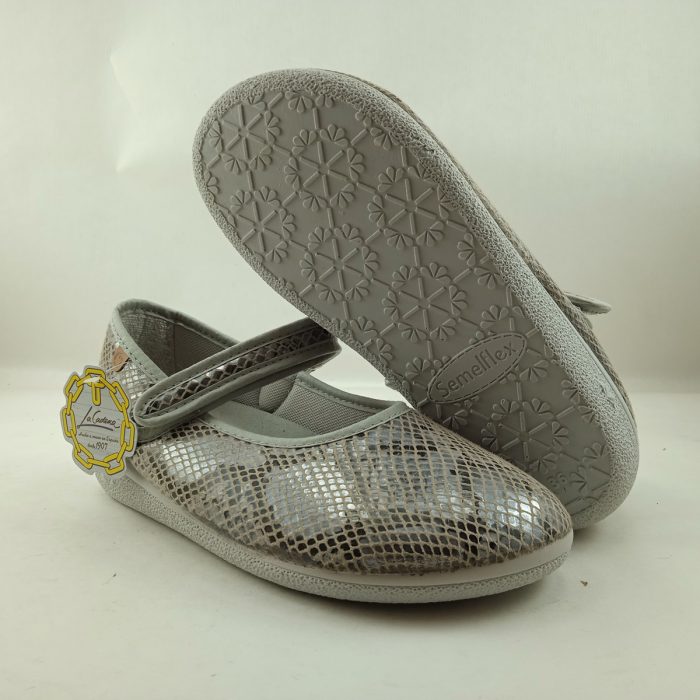 Alpargata textil plata con cierre de velcro, La Cadena mod. 91192 - Imagen 4