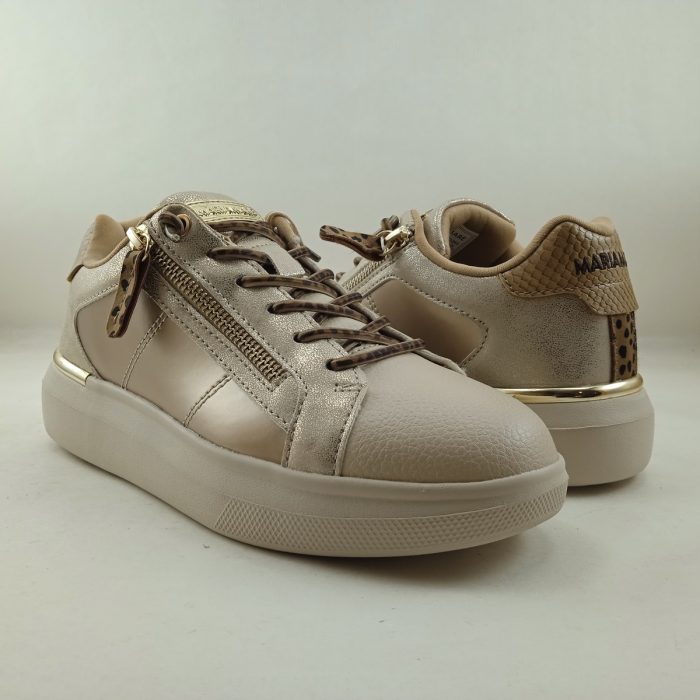 Semi-sport de piel crema con cierre de cordon y cremallera, Mariamare mod. 68412 - Imagen 2