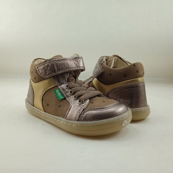 Bota de piel multicolor con cierre de velcro y cordon elastico, Kickers mod. 972821 - Imagen 2
