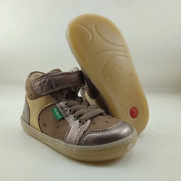 Bota de piel multicolor con cierre de velcro y cordon elastico, Kickers mod. 972821 - Imagen 3