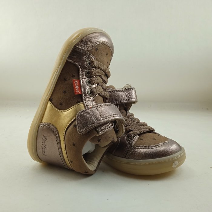 Bota de piel multicolor con cierre de velcro y cordon elastico, Kickers mod. 972821 - Imagen 4
