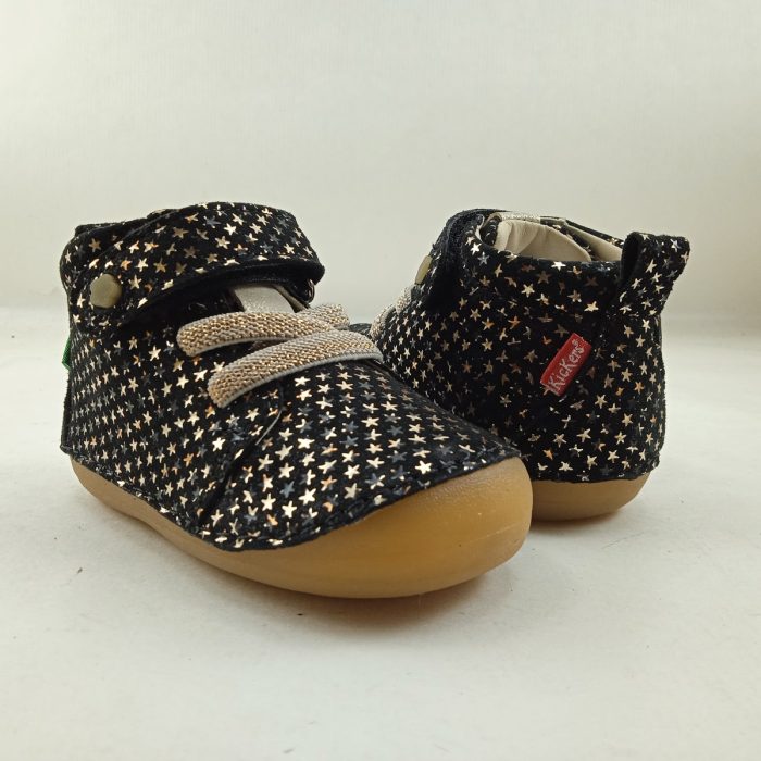 Bota de piel negra con cierre de velcro y cordon elastico, Kickers mod. 972422 - Imagen 4