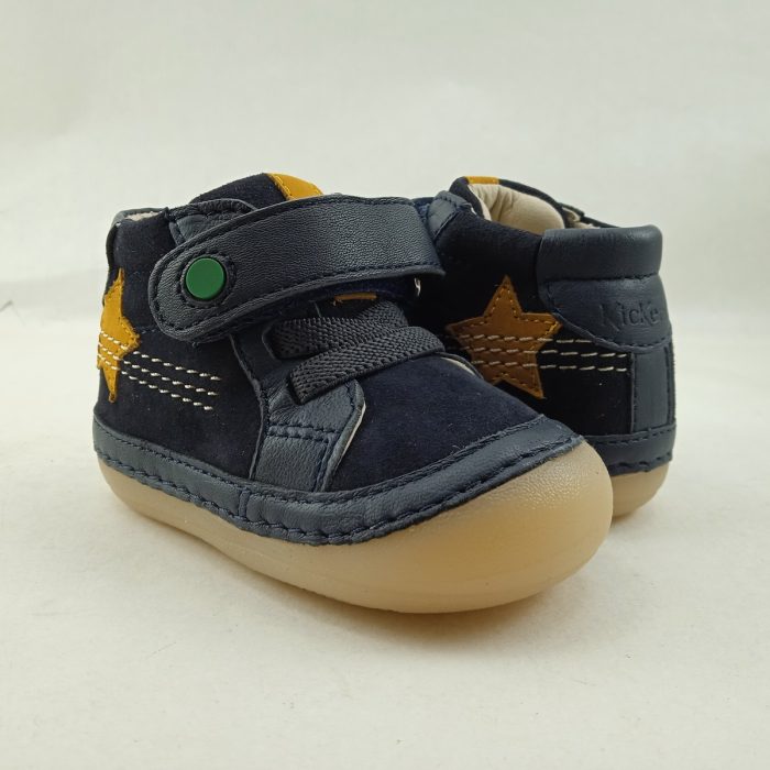 Bota de piel azul con cierre de velcro y cordon elastico, Kickers mod. 972440 - Imagen 2