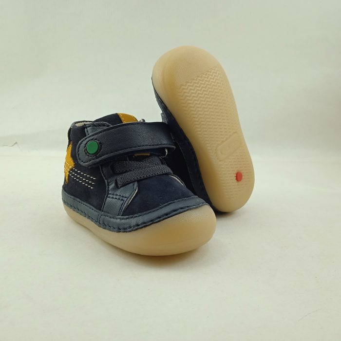 Bota de piel azul con cierre de velcro y cordon elastico, Kickers mod. 972440 - Imagen 3