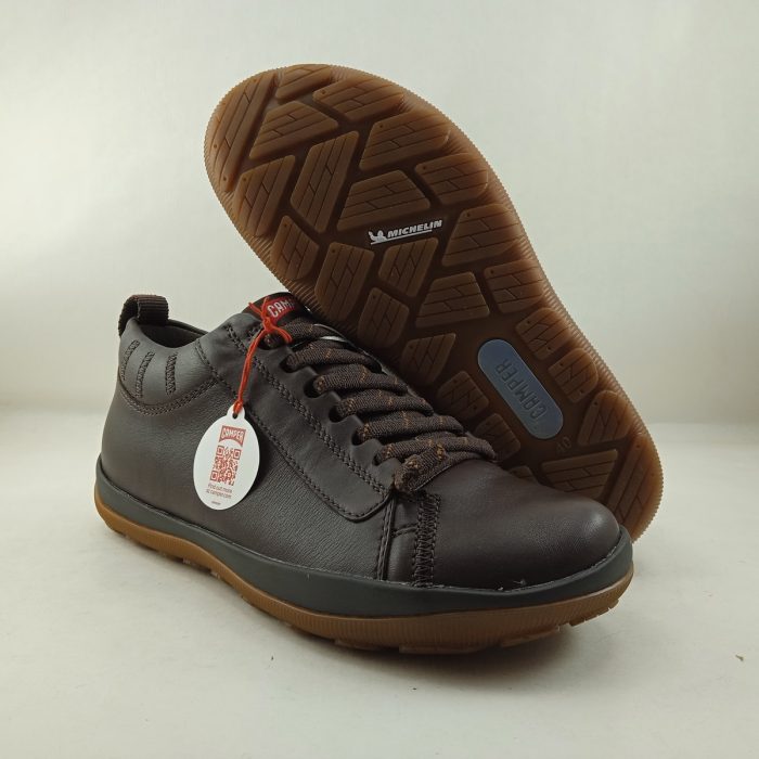 Semi-sport de piel marron con cierre de cordon elastico, Camper mod. K300285 - Imagen 4
