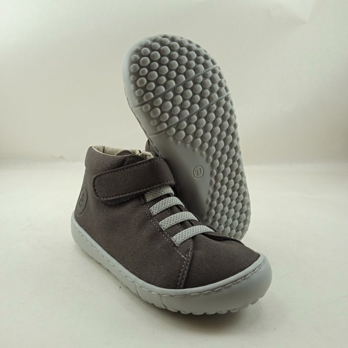 Semi-sport de piel gris oscuro con cierre de velcro y cordon elastico, Coquette kids mod.15231 - Imagen 4