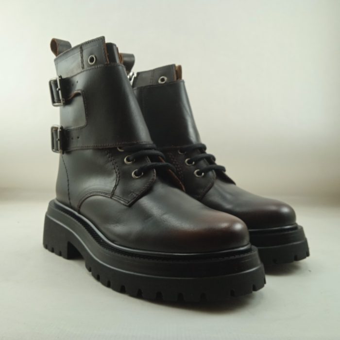 Bota de piel marron con cierre de cremallera interior y cordon, Belang mod. 08135 - Imagen 2