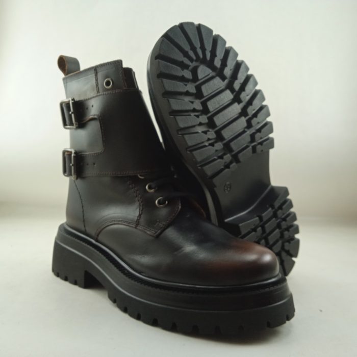 Bota de piel marron con cierre de cremallera interior y cordon, Belang mod. 08135 - Imagen 4