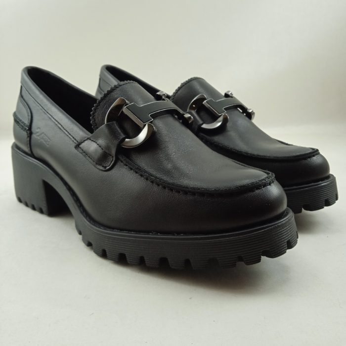 Mocasin de piel negra sin cierres, 24H mod. 26230 - Imagen 2