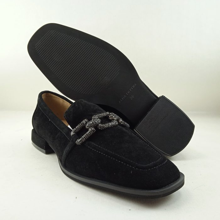 Mocasin de ante negro sin cierres, Alma en Pena mod. 1240303 - Imagen 3