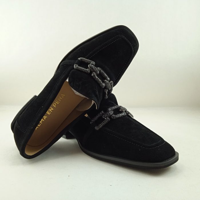Mocasin de ante negro sin cierres, Alma en Pena mod. 1240303 - Imagen 4