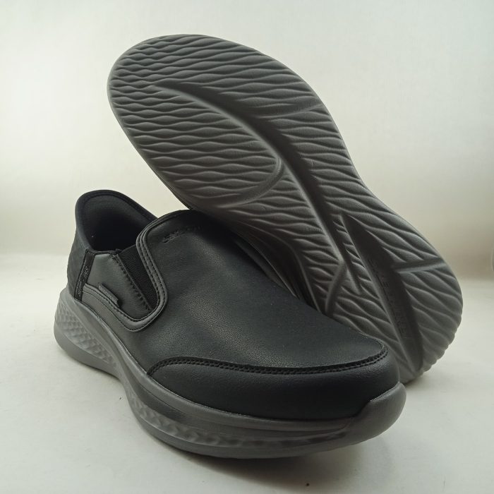 Semi-sport de piel negra sin cierres, Skechers mod. 205237 - Imagen 3