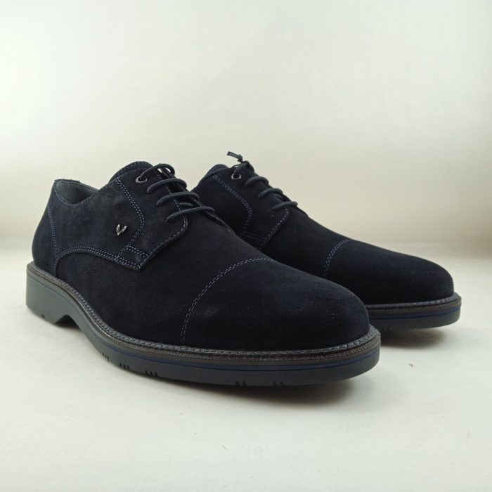 Zapato de vestir de ante azul con cierre de cordon, Martinelli mod. 2885X1