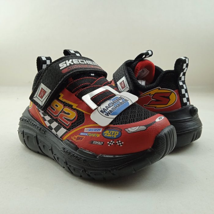 Semi-sport sintetico rojo con cierre de velcro, Skechers mod. 402303 - Imagen 2