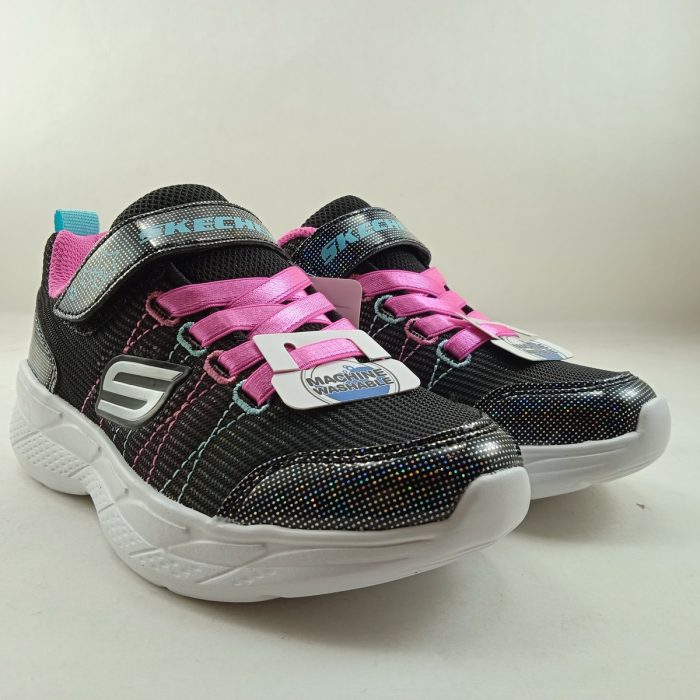 Semi-sport sintetico negro con cierre de velcro, Skechers mod. 303518