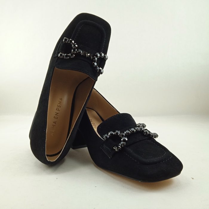 Zapato de vestir de ante negro sin cierres, Alma en pena mod. 1240227 - Imagen 4