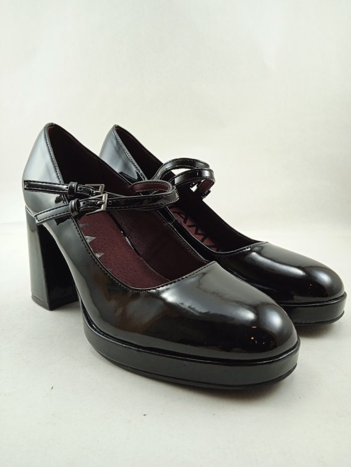 Zapato de charol negro con cierre de hebillas en empeine, Mariamare mod. 63428 - Imagen 2