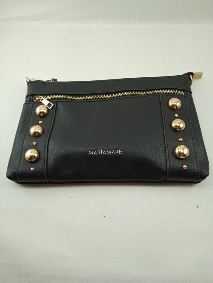 Bolso sintetico negro con cierres de cremallera, Mariamare mod. Serah