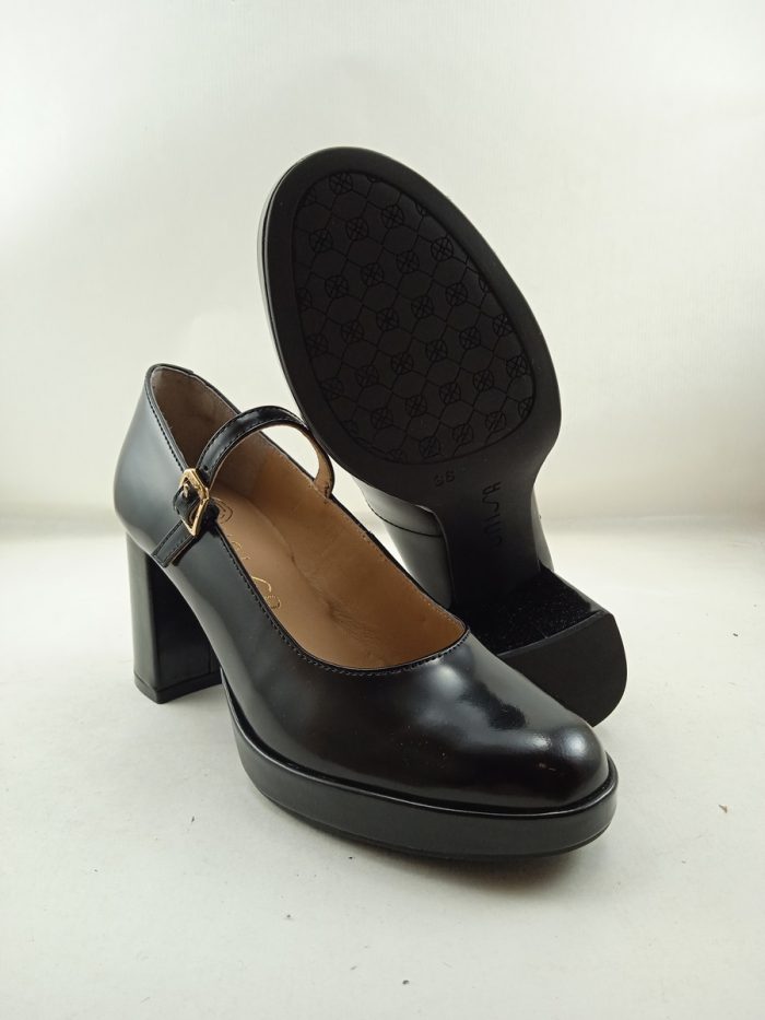 Zapato de vestir de ante negro tipo salon con cierre de hebilla, Unisa mod. Mael - Imagen 4